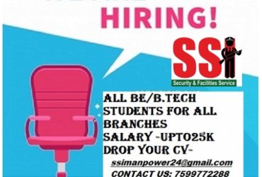 Job For Freshers B.E / B.Tech In SSI Security & Faciities Services